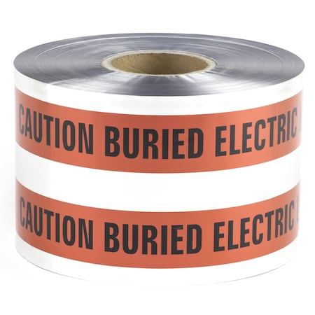 Dottie Detectable Warning Tape, Caution Buried Electric Line Below, Red, Foil Bonded Polyethylene DU601